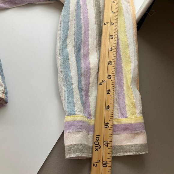 FDJ French Dressing Jeans Medium Striped Linen Blend Shirt Top Multicolor Pastel - Picture 8 of 10